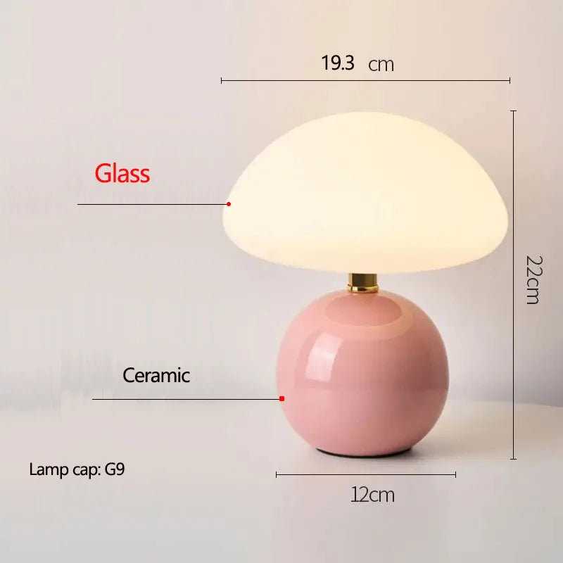 Bille, lampe champignon à pied boule en céramique émaillée et abat-jour dôme — vue 9