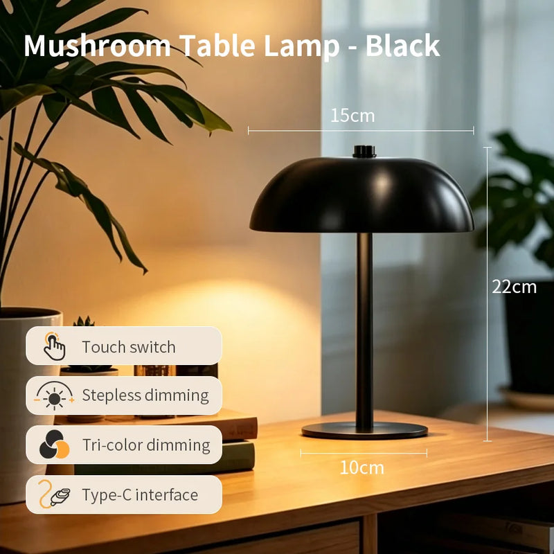Nova, lampe champignon en métal poli, 22 cm, sans fil — vue 9