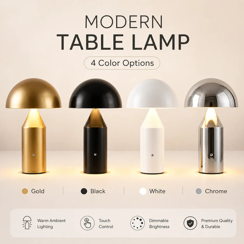 Alto, lampe champignon en métal doré, 36 cm, sans fil — vue 3