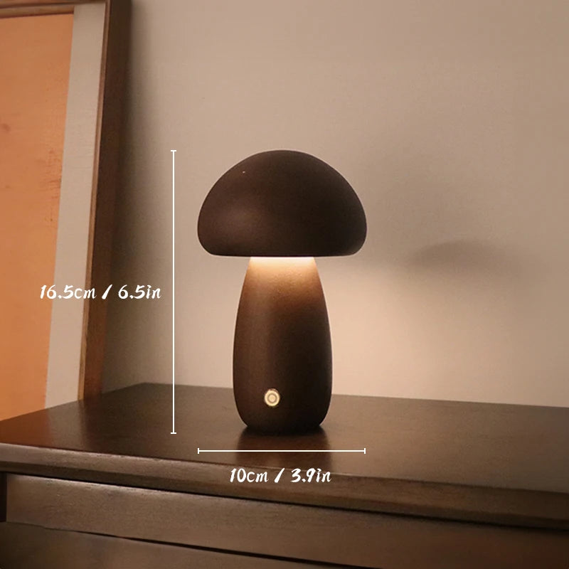 Gil, lampe champignon en bois tourné, tactile et sans fil — vue 9