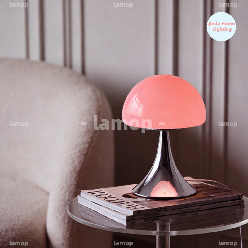 Otto, lampe champignon en verre à chapeau dôme sur socle chromé, 27 cm — vue 7