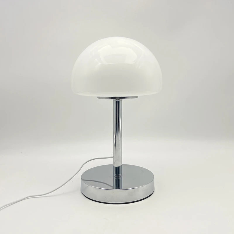 Élio, lampe champignon en verre sur colonne chromée et base disque, 29 cm — vue 7