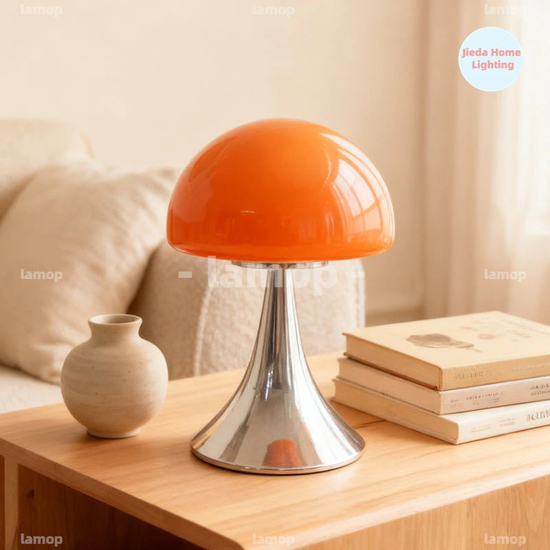Otto, lampe champignon en verre à chapeau dôme sur socle chromé, 27 cm — vue 4