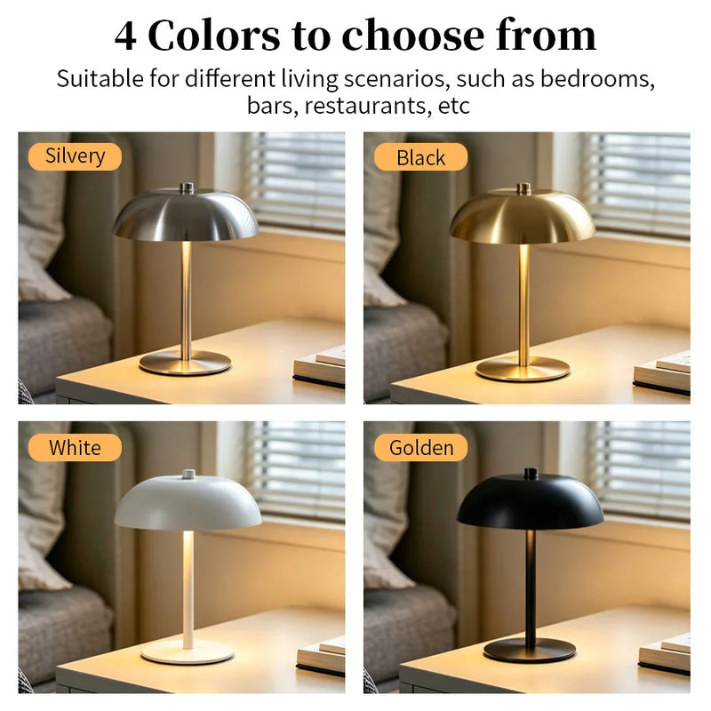 Nova, lampe champignon en métal poli, 22 cm, sans fil — vue 6