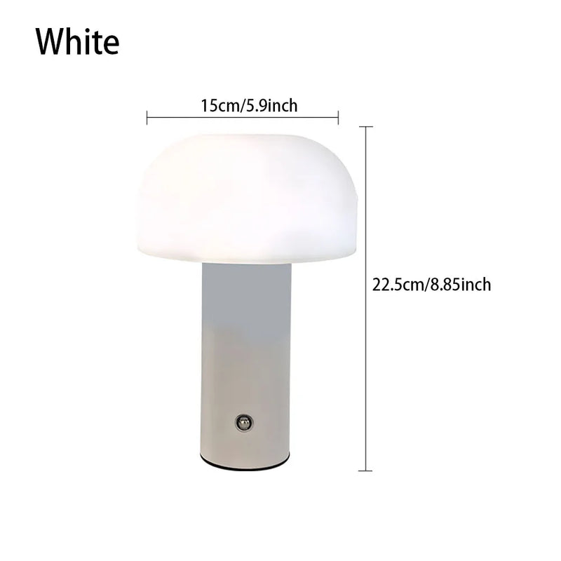 Nils, lampe champignon sans fil de 22,5 cm, chapeau opale et corps coloré — vue 7