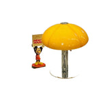 Auguste, lampe champignon vintage à large chapeau en verre ambré sur structure chromée — vue 5