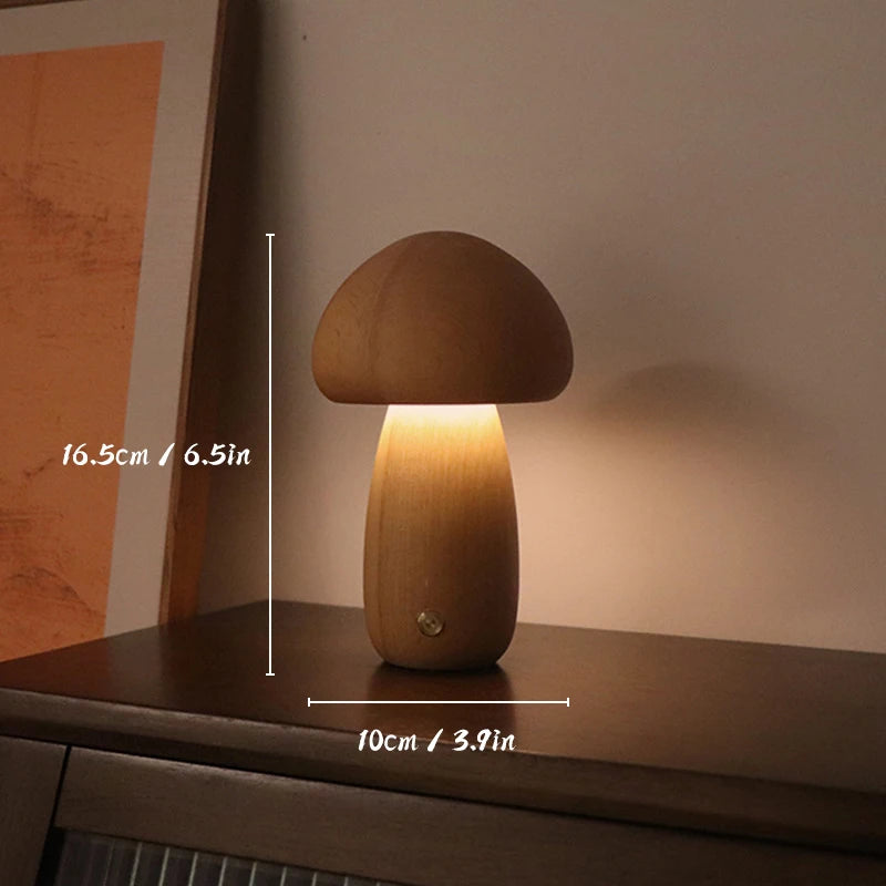 Gil, lampe champignon en bois tourné, tactile et sans fil — vue 10