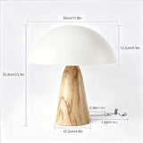 Albâtre, lampe champignon vintage à dôme de 30 cm sur pied conique effet marbre — vue 8