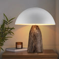 Albâtre – Lampe champignon vintage, chapeau de 30 cm, deux douilles E14