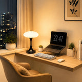 Vermillon, lampe champignon à chapeau plat sur pied trompette, sans fil — vue 4