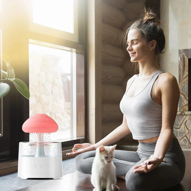Ondée, lampe champignon qui pleut à réservoir transparent, sept couleurs de veilleuse