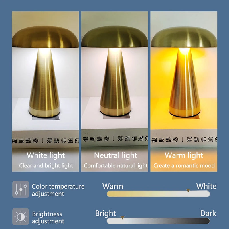 Milo, lampe champignon en aluminium doré brossé et acrylique, 20,5 cm — vue 2