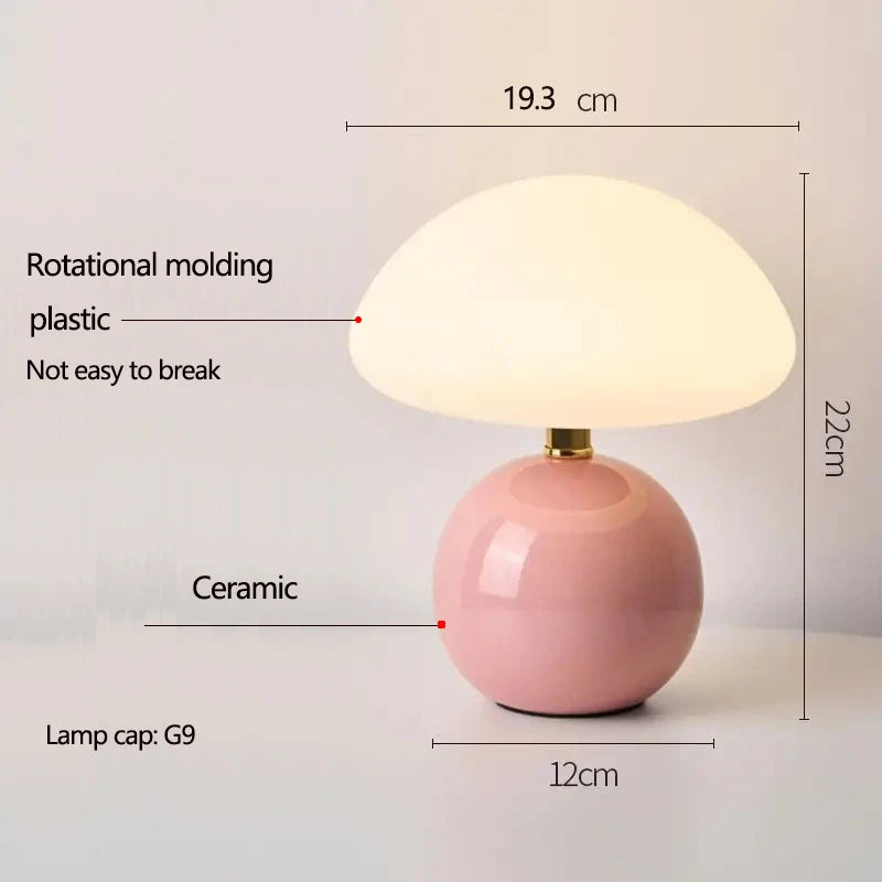 Bille, lampe champignon à pied boule en céramique émaillée et abat-jour dôme — vue 10