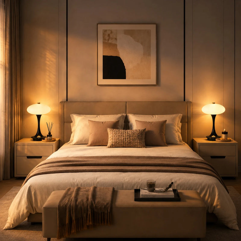 Vermillon, lampe champignon à chapeau plat sur pied trompette, sans fil — vue 5