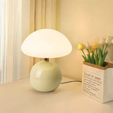 Bille, lampe champignon à pied boule en céramique émaillée et abat-jour dôme — vue 6