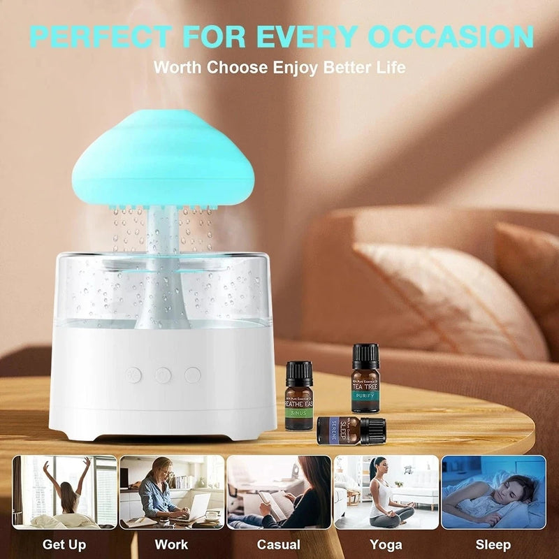 Ondée, lampe champignon qui pleut à réservoir transparent, sept couleurs de veilleuse — vue 4