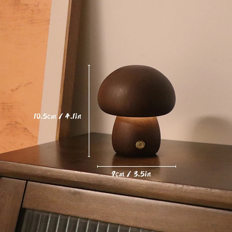 Gil, lampe champignon en bois tourné, tactile et sans fil — vue 7