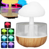 Bruine, lampe champignon qui pleut sans fil, réservoir transparent et socle effet bois