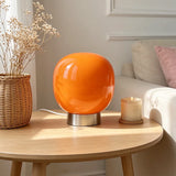 Praline, lampe champignon en verre coloré sur anneau de métal, 19 cm
