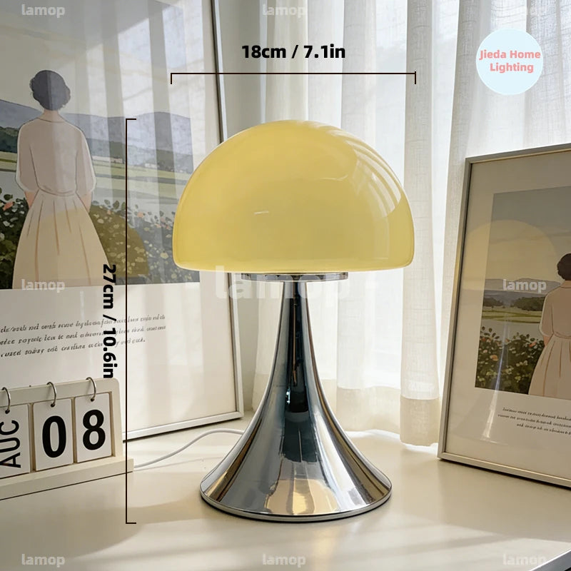 Otto, lampe champignon en verre à chapeau dôme sur socle chromé, 27 cm — vue 3