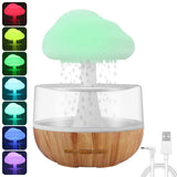 Bruine, lampe champignon qui pleut sans fil, réservoir transparent et socle effet bois — vue 5