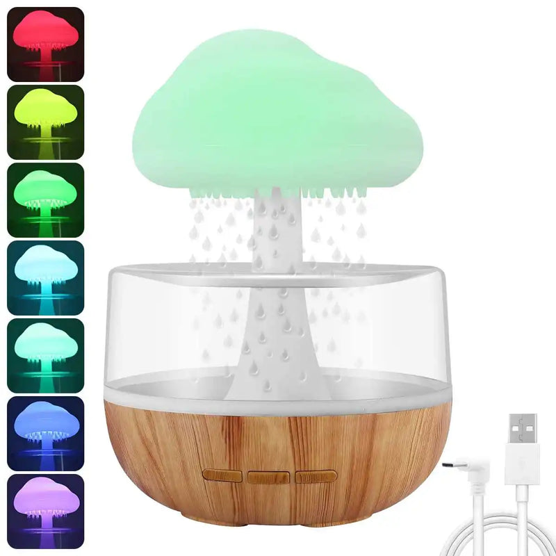 Bruine, lampe champignon qui pleut sans fil, réservoir transparent et socle effet bois — vue 5