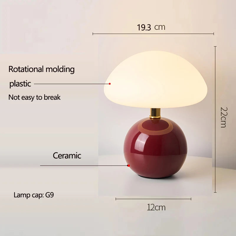Bille, lampe champignon à pied boule en céramique émaillée et abat-jour dôme — vue 7