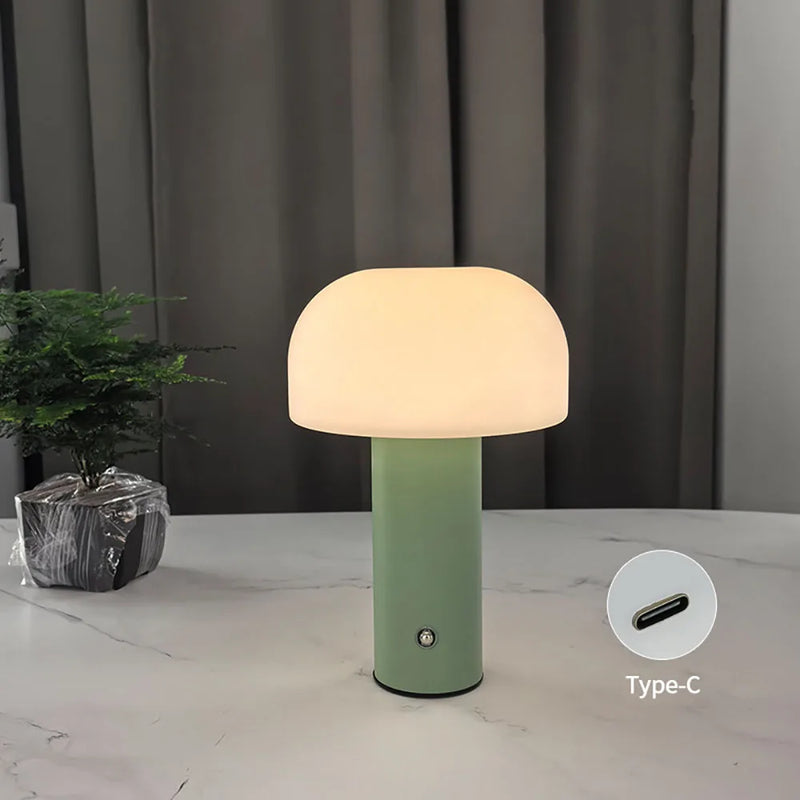 Nils, lampe champignon sans fil de 22,5 cm, chapeau opale et corps coloré — vue 4