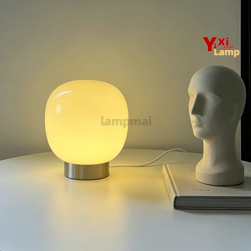 Praline, lampe champignon en verre coloré sur anneau de métal, 19 cm — vue 3