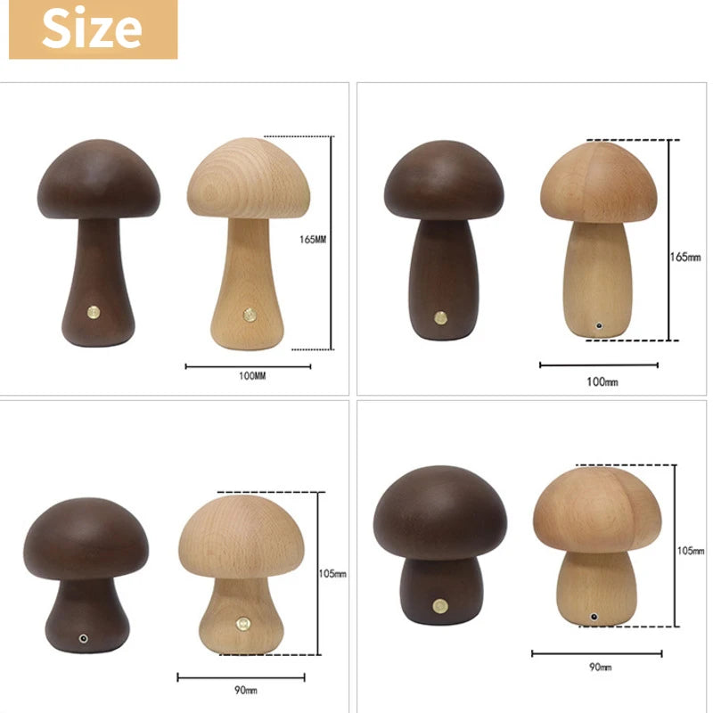 Gil, lampe champignon en bois tourné, tactile et sans fil — vue 5