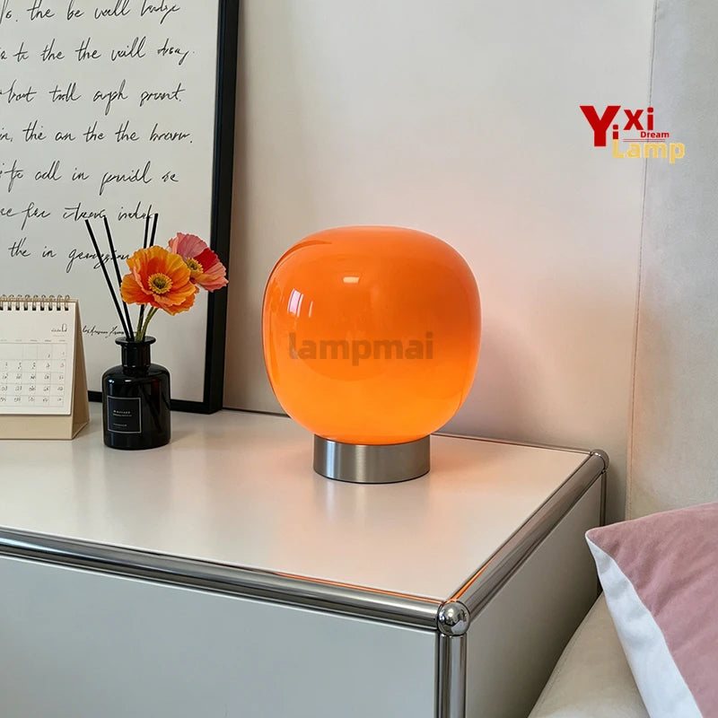 Praline, lampe champignon en verre coloré sur anneau de métal, 19 cm — vue 6