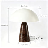 Albâtre, lampe champignon vintage à dôme de 30 cm sur pied conique effet marbre — vue 7