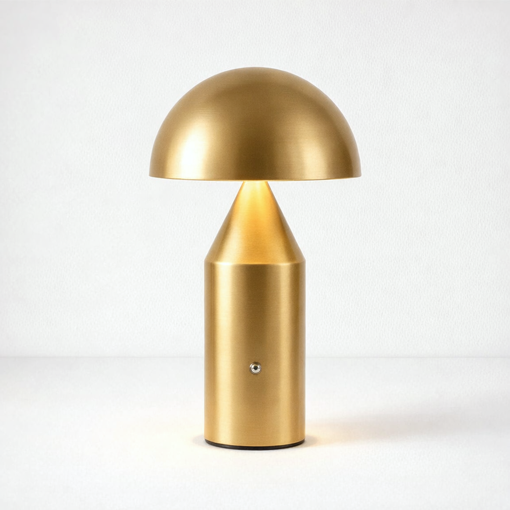Alto, lampe champignon en métal doré, 36 cm, sans fil