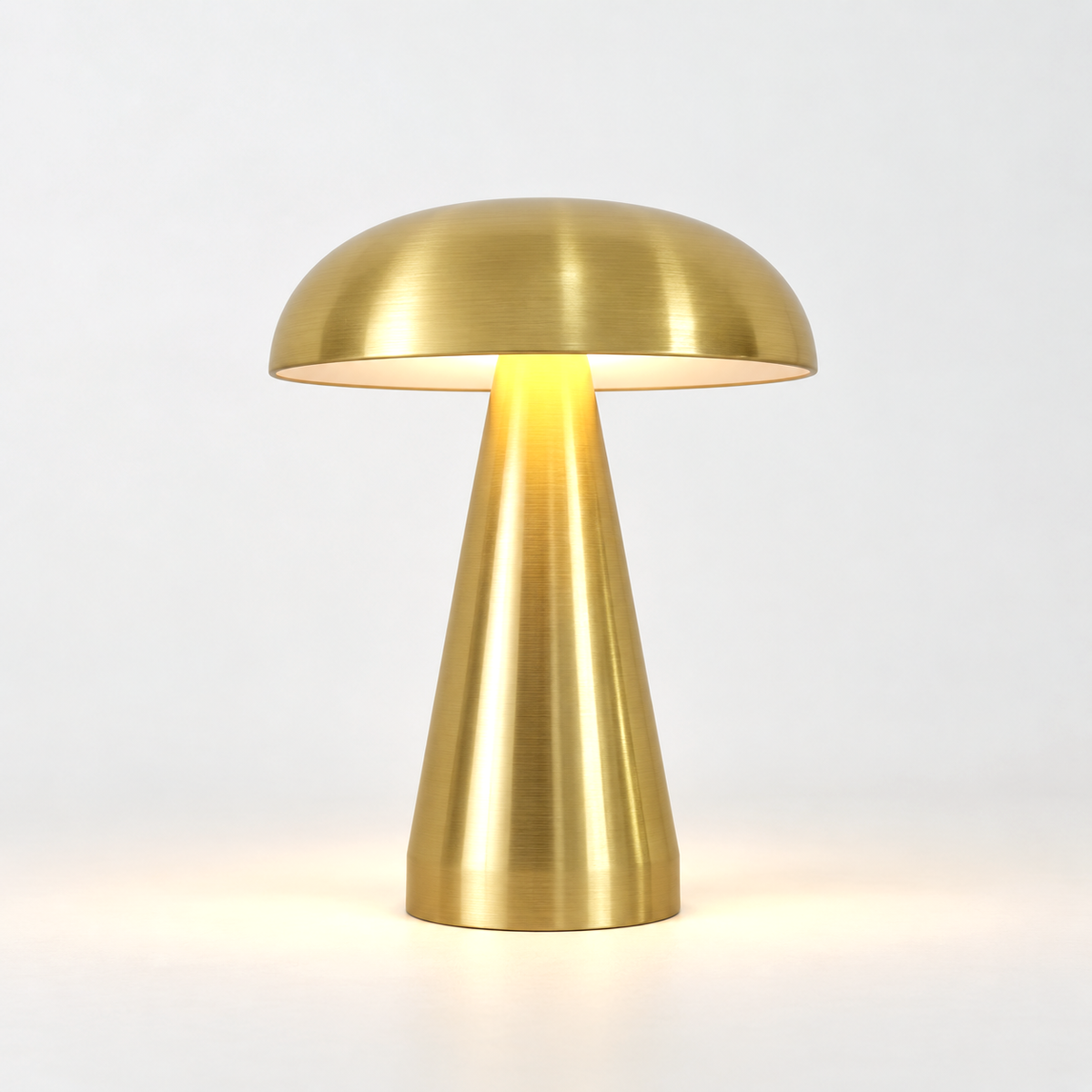 Milo, lampe champignon en aluminium doré brossé, 20,5 cm, sans fil